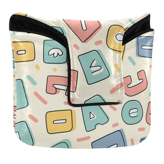 Haosy Cartoon Letters Golf Mallet Putter Cover Strong Magnetic Leather Golf Club Headcover Closure