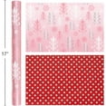 thumbnail image 4 of Christmas Wrapping Paper, Reversible Pink Christmas Tree Design Gift Wrapping Paper Suitable for Holiday, Mini Roll (17 Inch X 32.8 Feet), 4 of 12