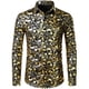 thumbnail image 2 of Camisa de vestir con estampado floral dorado de lujo para hombre, camisas de manga larga con botones y estampado completo en 3D para fiestas, blusas casuales para hombre, 2 of 5