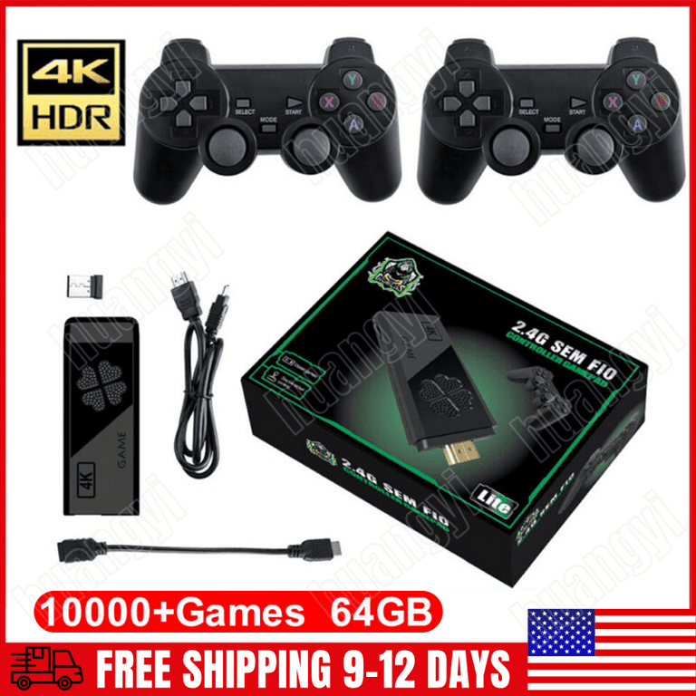 HDMI 4K TV Game Stick 64G 10000+ Game 32G 5000+ Game Video Built in Games  Console + 2× Wireless Gamepad 