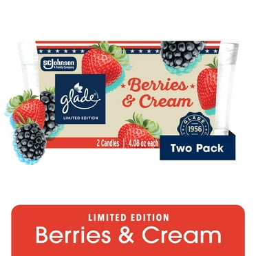 Glade Candle Jar, Berries and Cream, 4.08 oz, 2 count