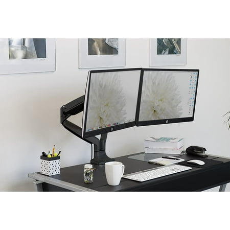 Mount-It! - Full Motion Dual Monitor Desk Mount With Gas Spring Arms - Black