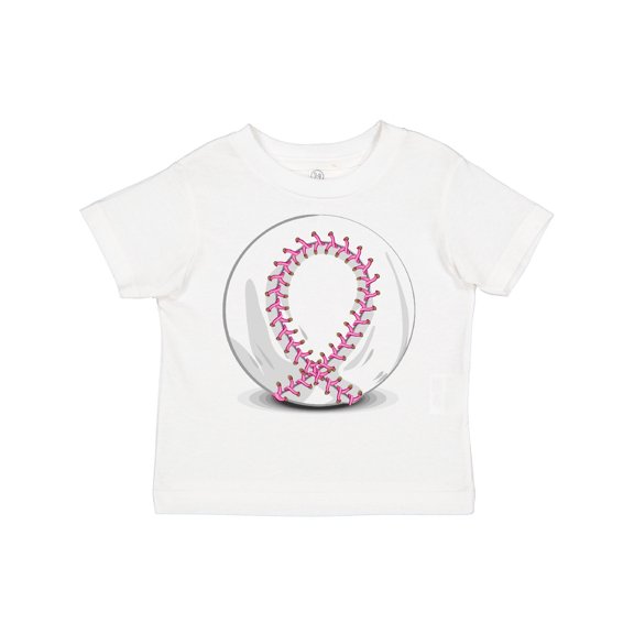 Inktastic Pink Breast Cancer Ribbon Baseball Boys or Girls Toddler T-Shirt