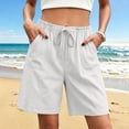 thumbnail image 2 of Women's Cotton Loose Fit Casual Shorts with Pockets Elastic Waist Drawstring Comfy Soft Stretchy Summer Lounge Athletic Gym Outdoor Everyday Womens | VerBelle,White S, 2 of 7