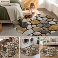 thumbnail image 5 of Round Rugs 5Ft, Stones Round Area Rug Washable Indoor Throw Carpet, Gravel Rock Cobblestone Natural Pattern Art Soft Non Slip Circle Rug for Cabinet Bathroom Home Decor Aesthetic, 5 of 8