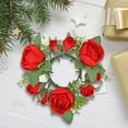 thumbnail image 2 of simhoa Pillar Candle Wreath Decorative Flower Arrangement Pillar Candle Holder for Red, 2 of 8
