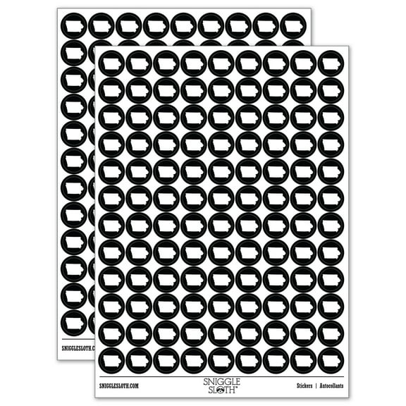 Iowa State Silhouette 200  Round Stickers - Black - Gloss Finish - 0.50" Size