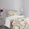 thumbnail image 4 of Ambesonne Cat Quilted Bedspread Set 2 Pcs, Pastel Simplistic Drawn Kitties, Twin Size, Rose and Pale Grey, 4 of 4