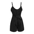 thumbnail image 4 of GZWYHT Rompers for Women Overalls for Women Girls Romper Strappy Sleeveless Tie Front Jumpsuit With Pockets Lounge Sets for Women Casual Jumpsuits for Women Black S, 4 of 5