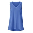 thumbnail image 4 of HUITKMM Womens V Neck Tank Tops Hi Low Hem Sleeveless Solid Color Casual Tee Size L, 4 of 5