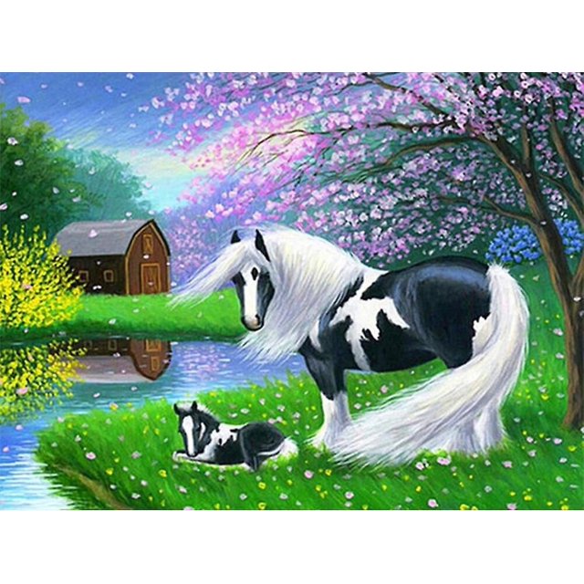 30 X 40 Cm, pintura de diamante cheval Broderie Diamant Peinture Canevas 5d Tableau Enfant Adulte Strass Lot Puzzle Dessin Decoración Murale Chambre