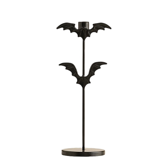 Gothic Bat Candle Holders Black Metal Taper Candlesticks for Halloween Table Decor 10.7" Spooky Centerpiece for Dining Room Party