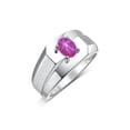 thumbnail image 4 of RYLOS Men's Rings Sterling Silver Ring Classic Solitaire 7X5MM Oval Shape Gemstone Designer Band Star Ruby July Birthstone Rings For Men Size 8, 4 of 5