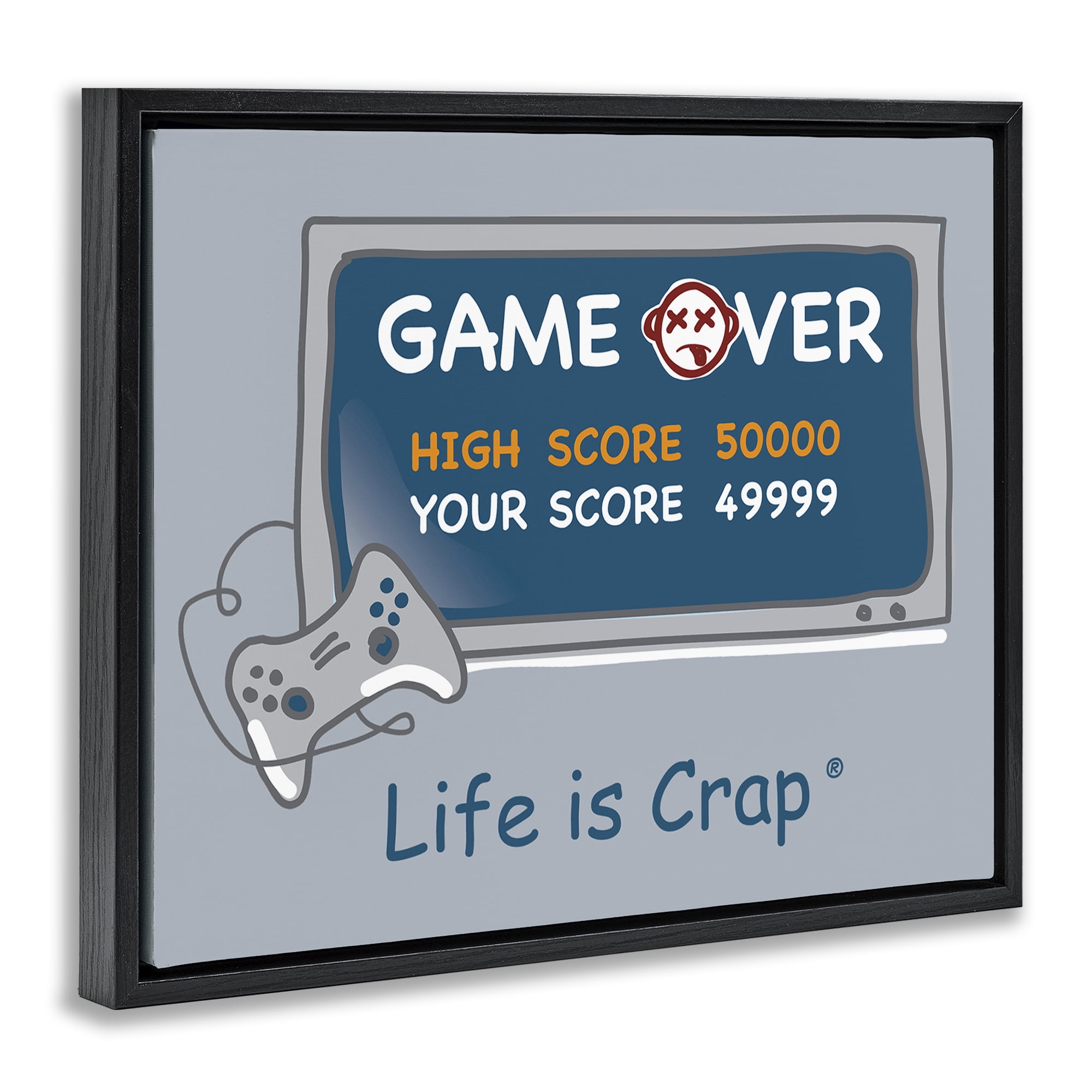 Stupell Industries Close Score Game Over Novelty & Humor Painting Black Floater Framed Canvas Art Print Wall Art, 21 x 17