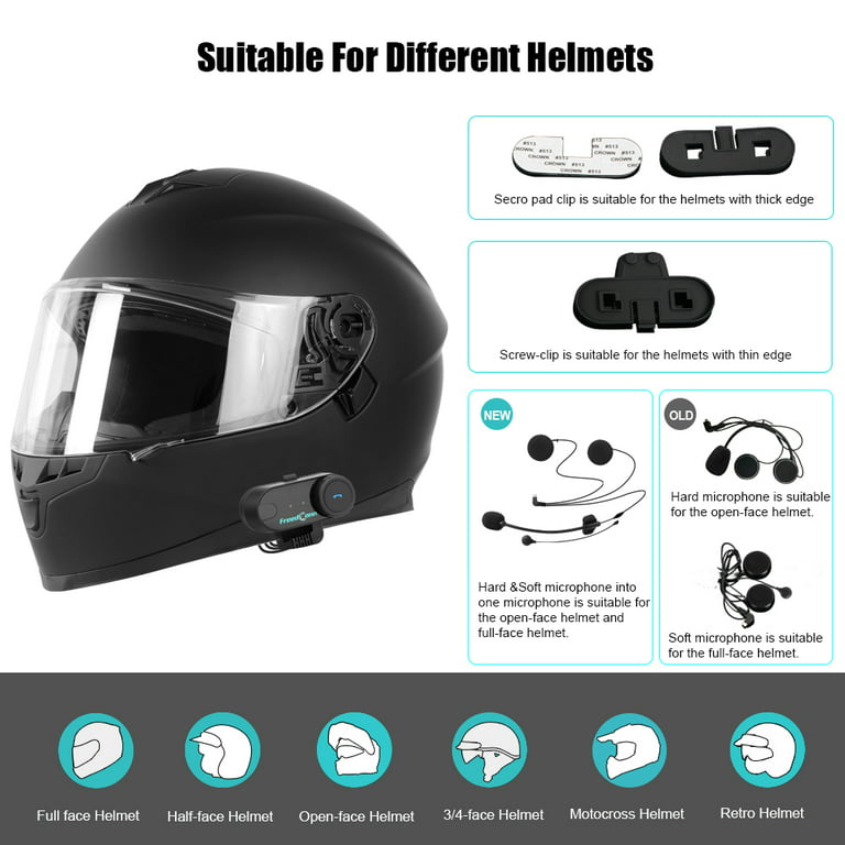 FreedConn Motocycle Helmet Waterproof and Wireless Bluetooth Headset TMAX-E  /FM Radio/1000M Intercom/6 Riders Intercom/ Moto Biking & Skiiing/ + Boots  Protector 