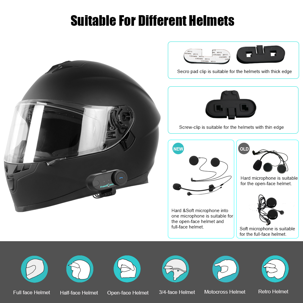 FreedConn Motocycle Helmet Waterproof Wireless Bluetooth Headset TCOM-SC; /LCD  Screen/FM Radio/800M Intercom/2 Riders Intercom/ Moto Biking  Skiiing/2 in  microphone;