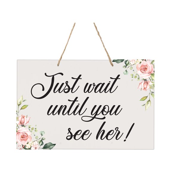 LifeSong Milestones Modern Wall Hanging Rope Sign for Wedding 8x12 - (Just Wait Until) (Floral)