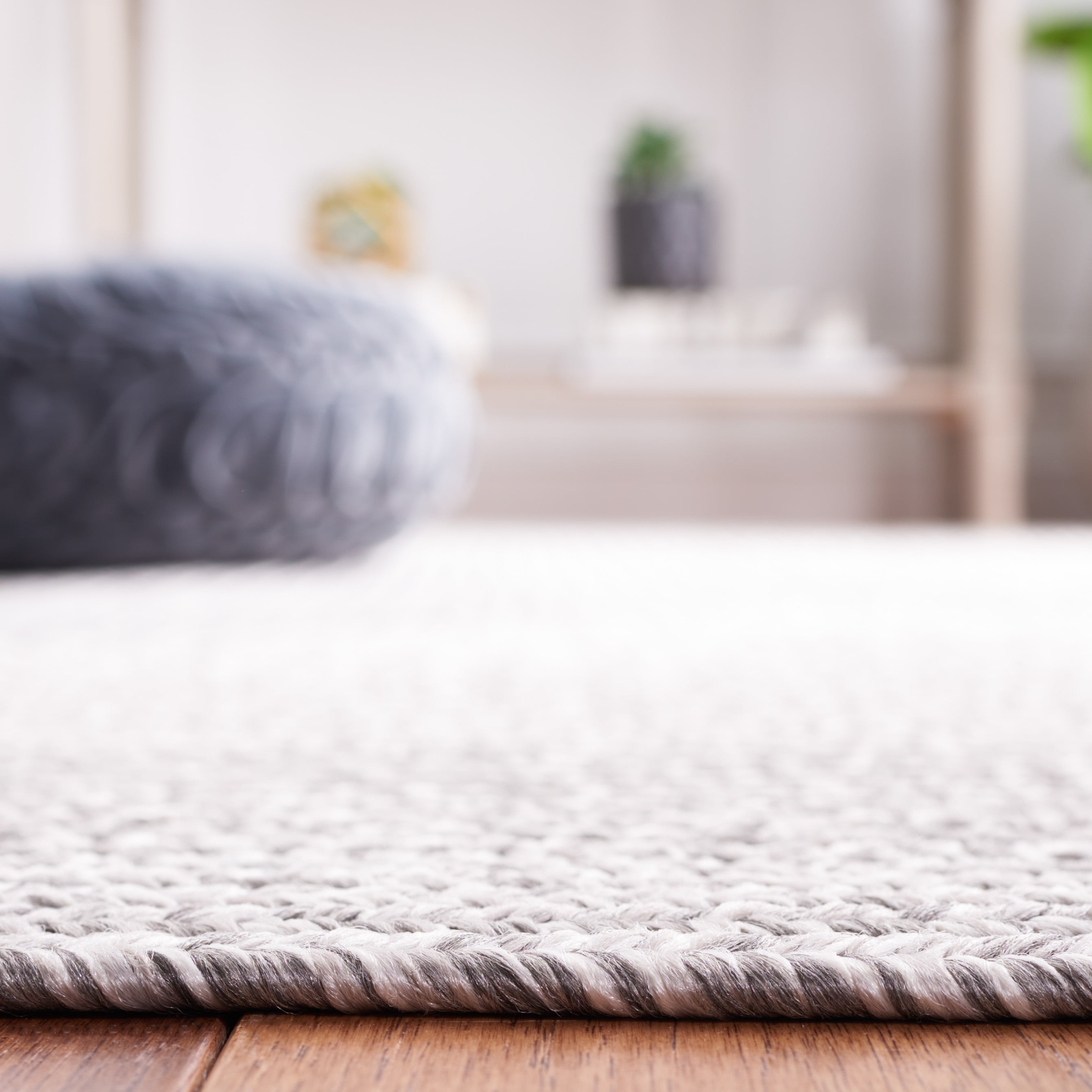 SAFAVIEH Braided Evangeline Bordered Machine Washable Reversible Runner Rug, Grey, 2'3" x 16'