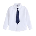 thumbnail image 2 of MUXiin White Dress Shirt Boys Long Sleeve Button-Down Dress Shirts with Tie Solid Stretch -Free Shirt Kids Casual Button Down Shirts School Uniform, 2 of 5