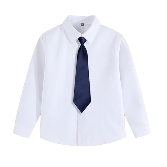 Boys' Button Down Shirts Boys Formal Shirt Navy Long Sleeve Shirt Dress Shirt School Clothes 8-9 years