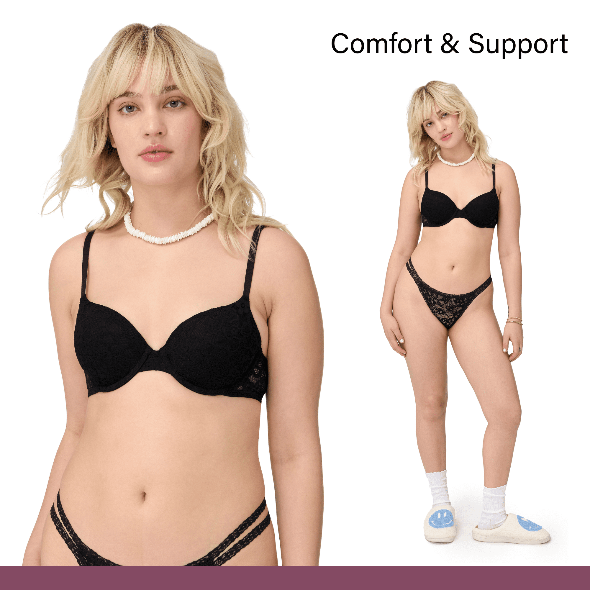 BLAKE & CO. Women's All Over Lace Underwire Push Up Bra with Adjustable Straps, 2-Pack , Sizes 34B-40DD