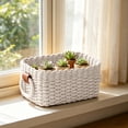 thumbnail image 3 of Woven Rope Storage Basket Natural Paper Rope Organizer Basket Decorative Wicker Basket For Home Bathroom Bedroom Kitchen Office Sundries Cosmetics Toys, 3 of 6