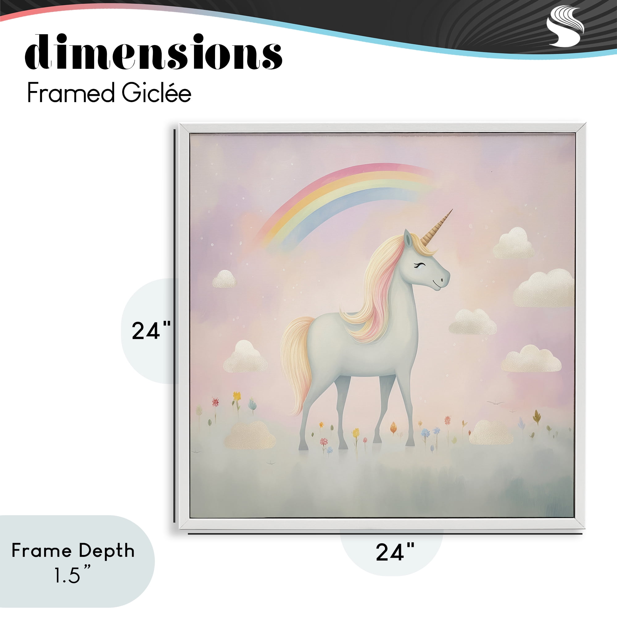 Stupell Industries Mystical Unicorn Dreams in Pastel White Framed Giclee Art, design by Lazar Studio