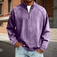 thumbnail image 2 of Hombres Zip Up Sudadera con Capucha de Pie Cuello Lavado Denim Afligido Medio Cremallera Manga Larga Casual Superior Poliéster Mezcla Chaqueta, 2 of 7