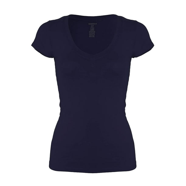 Bozzolo Women's Plain Basic V Neck Short Sleeve Cotton T-Shirts ...