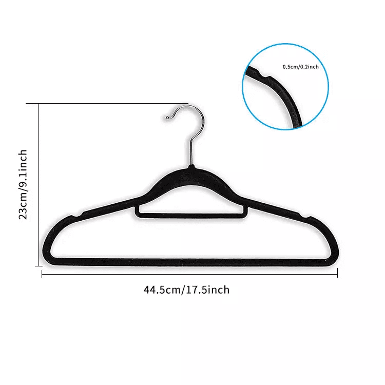 Clothes Hangers Black Velvet 50 Pack Non Slip Space Saving Hangers With 360  Hook