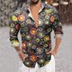 thumbnail image 4 of Camisas De Vestir Para Hombre Camisa floral de ocio con estampado de botones y dobladillo de negocios floral de manga larga para hombre (Blue, XXL), 4 of 5