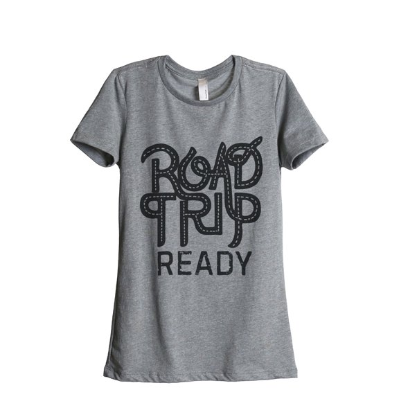 Thread Tank Road Trip Ready Women's Relaxed Crewneck T-Shirt Tee Heather Grey Small