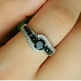 thumbnail image 3 of Round Cut Black Diamond 14K White Gold Plated Women's Engagement Ring, 3 of 4