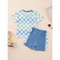 thumbnail image 3 of Esho 12M-5T Toddler Baby Boys Summer Outfits Short Sleeve Plaid T-shirt Tops and Shorts 2PCS Infants Clothes Set, 3 of 8