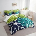 thumbnail image 3 of Manfei Floral Dahlia Bedding Full Size,Geometric Geometry Flower Comforter Sets with Sheets,Blue Green Cyan Bedding Sets Full Size,Microfiber Bedroom Decor,7pcs, 3 of 7