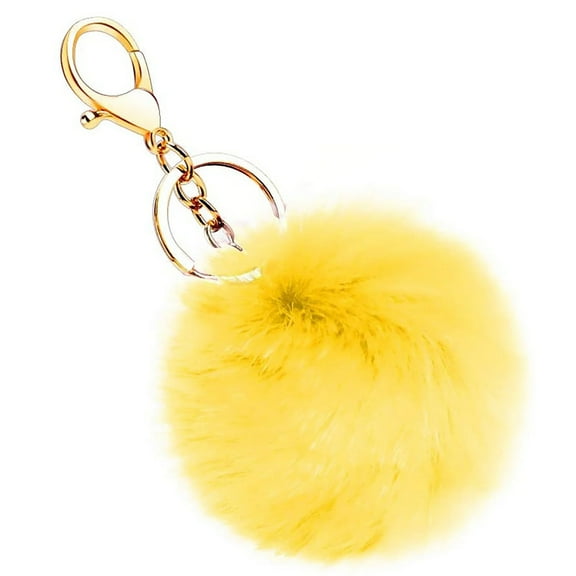 DESIGNICE Fuzzy Keychain Fuzzy Pom Pom Keychain – Cute Plush Ball Key Ring for Bag, Car Keys, Purse or Backpack Charm Pom Pom Keychain