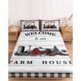 thumbnail image 2 of Twin Sze Fitted Sheet Set - Farmhouse Cabin 2 Piece Bedding Sets 16" Deep Pocket Fitted Sheet with 1 Pillowcase, Country Vintage House Wood Grain Pliad Brushed Microfiber Hotel Luxury Bed Sheets, 2 of 9