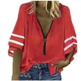 thumbnail image 2 of Babysbule Clearance Womens Tops, Women V-Neck Solid Zip Front Blouse Lantern Mesh Sleeve Loose Casual Top Shirts, 2 of 4