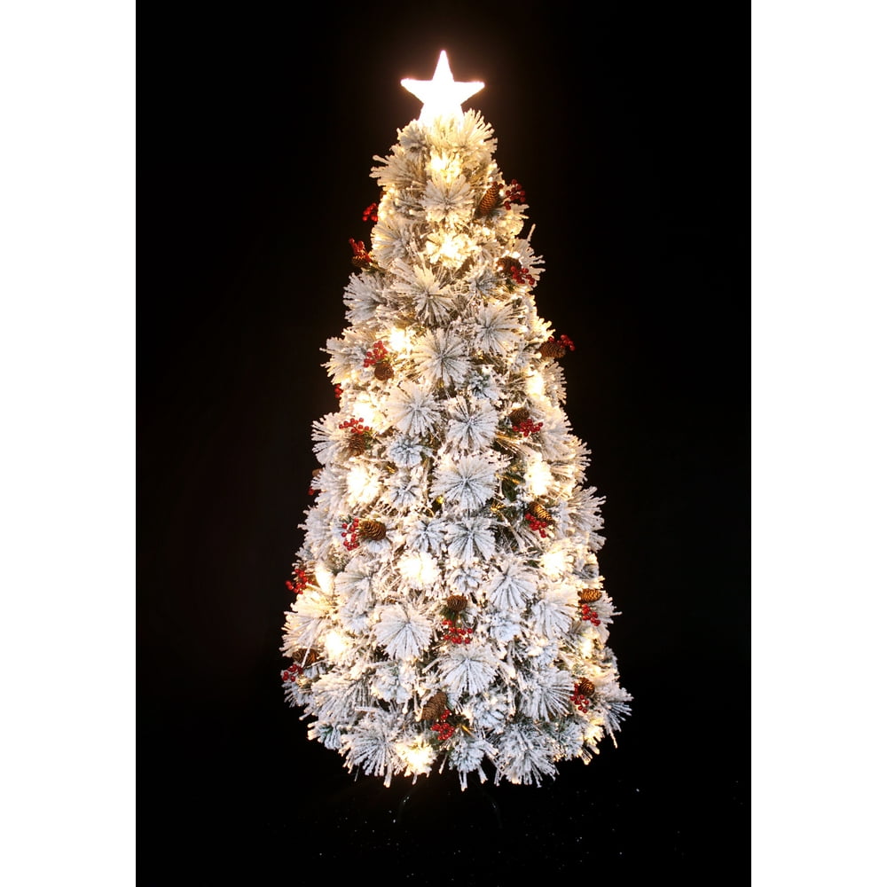 CHRISTMAS TREE FIBER OPTIC SNOW WITH CONES & BERRIES - Walmart.com ...