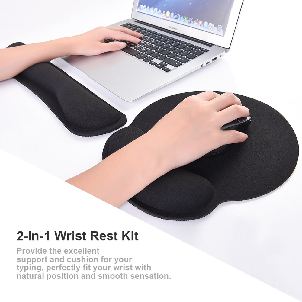 SBR Memory Foam Keyboard Wrist Rest Pad and Mouse Pad with Wrist