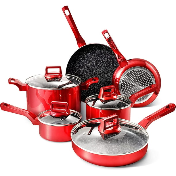 10 Pcs Pots and Pans Sets Nonstick Cookware Set Induction Pan Set