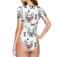thumbnail image 4 of The Xecao Cute French Bulldog Women's Crew Neck Body Suit, a short-sleeved bodysuit and basic swimsuit, both comfort and style for dating and daily life, 4 of 9