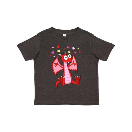

Inktastic Happy Valentine Cute Red Cartoon Dragon with Hearts Gift Toddler Boy or Toddler Girl T-Shirt
