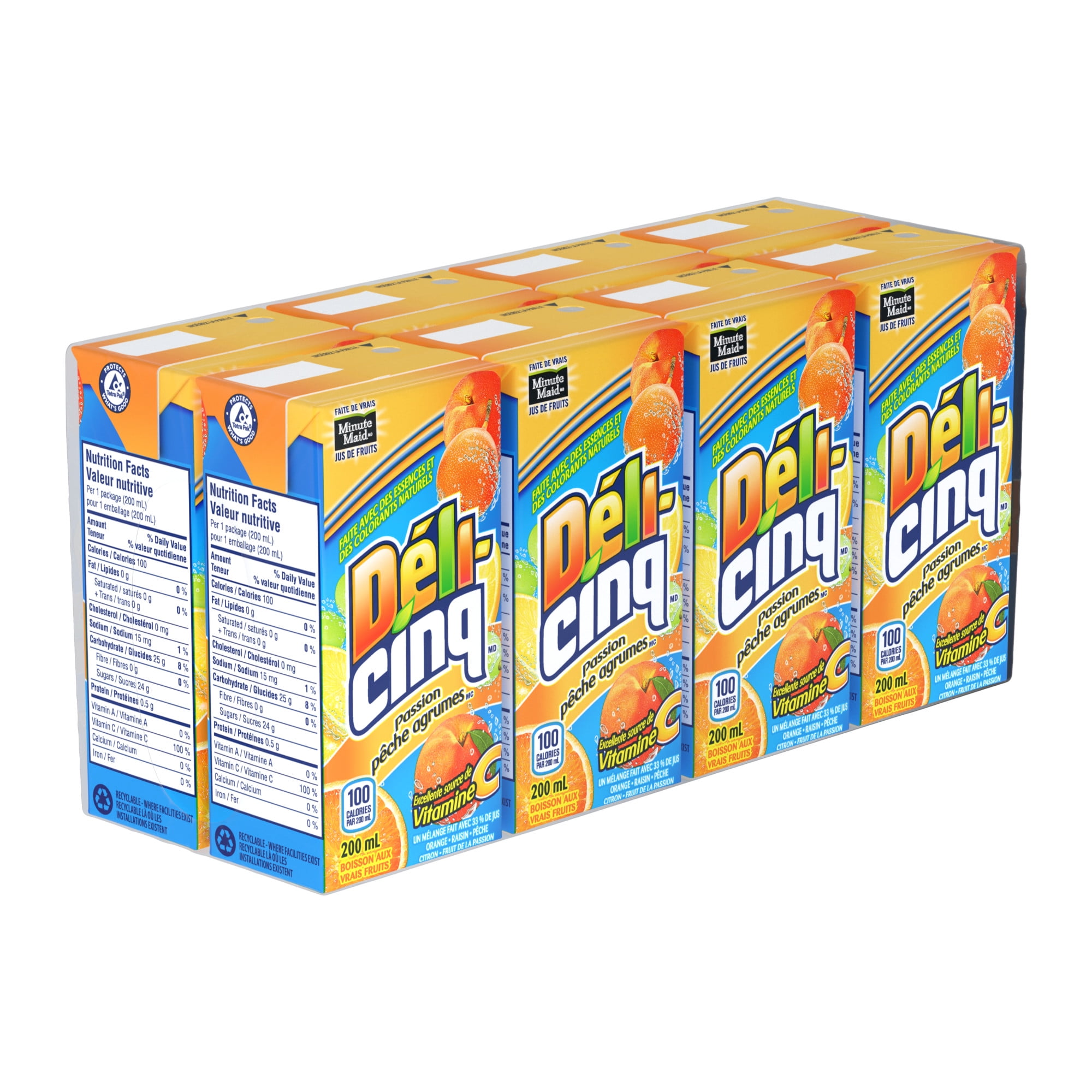 Deli-Cinq fruit de la passion agrume pêche, 200 ml, paquet de 8 200 x ml