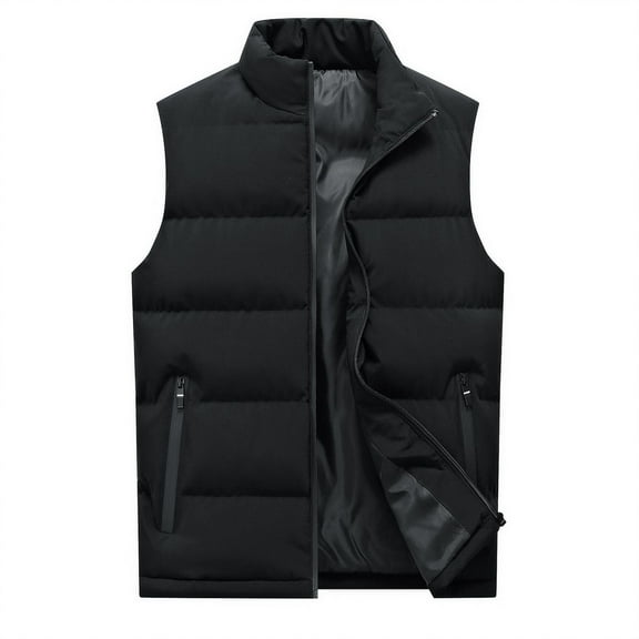 SWSMCLT Men's Puffer Vest Lightweight High Neck Fashion Full Zipper Sleeveless Quilted Thermal Zip Up Winter Outerwear Jacket Vest Black Small