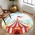 Round Rugs 5Ft, Cartoon House Round Area Rug Washable Indoor Throw ...