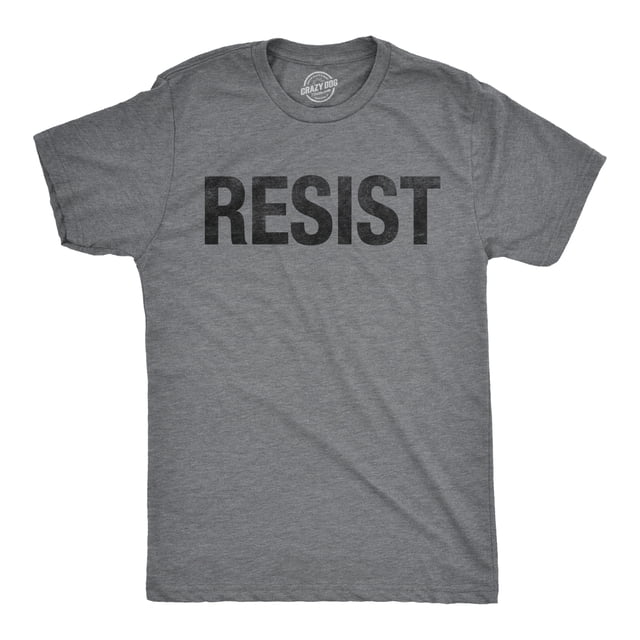 Mens Resist T Shirt Political Anti Authority Protest Tee Rebel Rally March Tee (Light Heather Grey) - 3XL