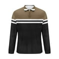 thumbnail image 5 of LNWUY (S-5XL) Plus Size Mens Color Block Striped Shirts Casual Long Sleeve Zipper Turndown Collar Top Moisture Wicking Golf Shirts Yellow XXXXXL, 5 of 5