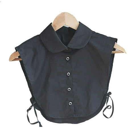- Magik Choker Necklace Unisex Women Peter Pan Detachable Lapel Shirt Fake False Collar (Round Collar-Black)