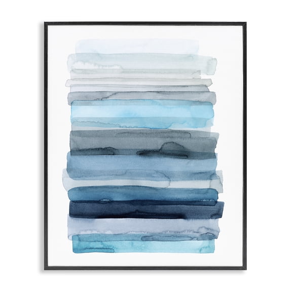 Stupell Industries Contemporary Water Inspired Blue Ombre Black Framed Giclee Art, 11 x 14, by Grace Popp